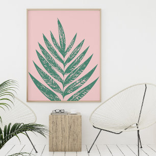 Botanische Natuur Tropische illustratie Roze Groen Poster