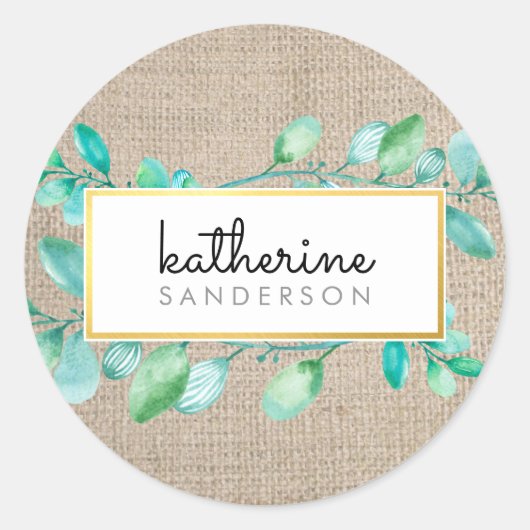 BOTANISCHE NATUUR waterverf geschilderde bladeren  Ronde Sticker (Voorkant)
