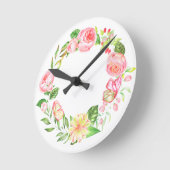 Botanische natuur waterverf roos krans ronde klok (Hoek)