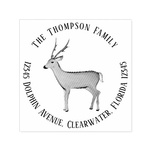 Botanische Natuur Woodland Deer Return Address Zelfinktende Stempel (Design)