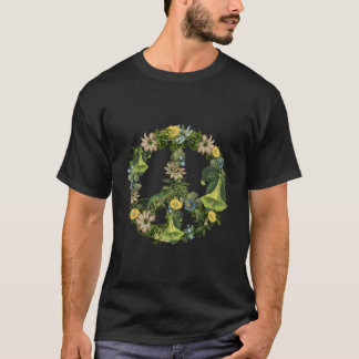 Botanische natuurillustratie vredesteken t-shirt
