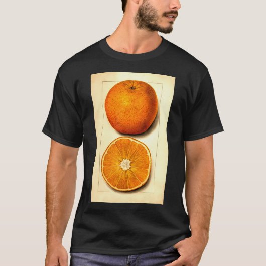  Botanische Navel Oranje Waterverf Fruit T-shirt (Voorkant)