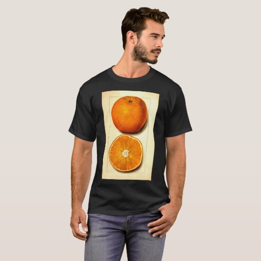  Botanische Navel Oranje Waterverf Fruit T-shirt (Voorkant volledig)