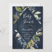 Botanische Navy Baby shower uitnodiging (Voorkant)
