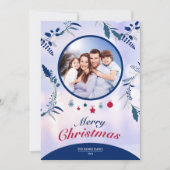 Botanische Navy Blauwe Bloem Foto Frame | Kerstmis Feestdagenkaart (Voorkant)
