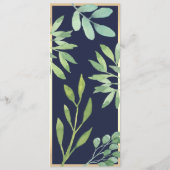 Botanische Navy Blauwe Huwelijk Menu (Achterkant)