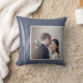 Botanische Navy Persoonlijke Trouwfoto Koppel Kussen (Deken)