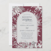 Botanische neergeveegde arch Bourgogne bruiloft Kaart (Voorkant)