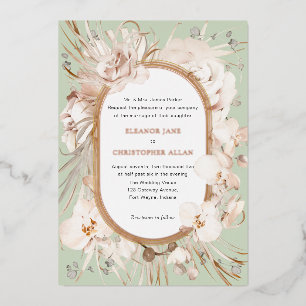 Botanische neutrale waterverf florale tuinbruiloft folie uitnodiging