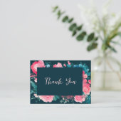 Botanische nordic blauw groen roze bloemen Bedankt Informatiekaartje (Staand voorkant)