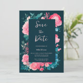 Botanische nordic blauw groen roze flora Save the  Kaart (Staand voorkant)