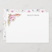 Botanische Nota Kaarten Elegant Vlak Modern (Voorkant / Achterkant)