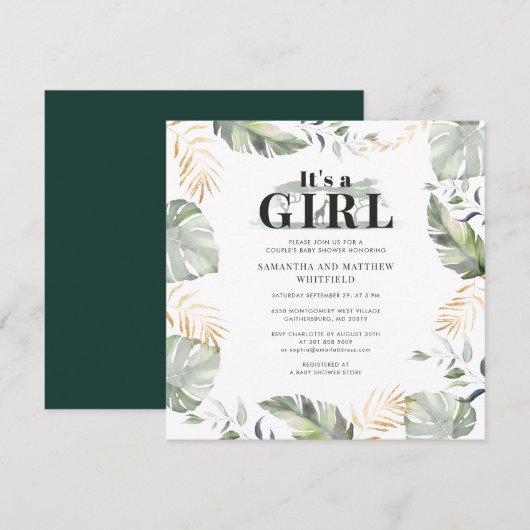 Botanische Oerwoud Giraffe Baby shower Kaart (Voorkant / Achterkant)