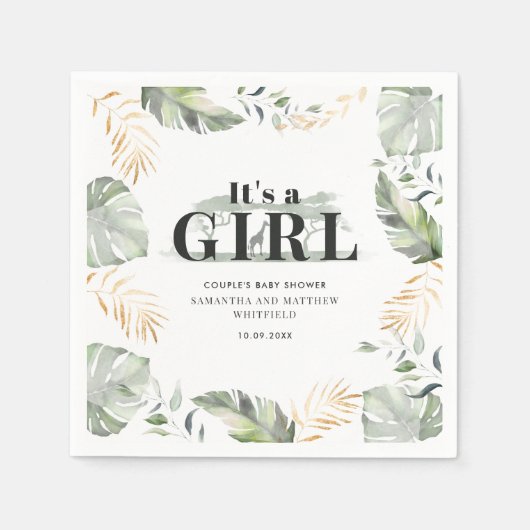 Botanische Oerwoud Giraffe Baby shower Servet (Voorkant)