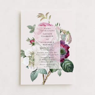 botanische off-white bloemenbruiloft kaart
