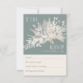 Botanische oliage Sage Green Monogram Weddenschap RSVP Kaartje (Voorkant)