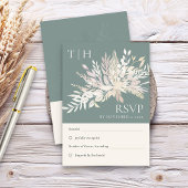 Botanische oliage Sage Green Monogram Weddenschap RSVP Kaartje