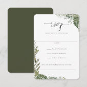 Botanische olievlek Olive Green Weddenschap RSVP Kaartje (Voorkant / Achterkant)