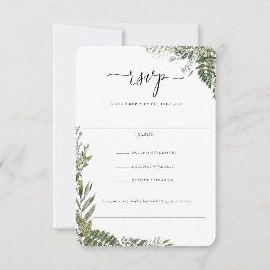 Botanische olievlek Olive Green Weddenschap RSVP Kaartje (Voorkant)