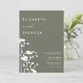 Botanische Olijf Bloemen Moderne Bruiloft Kaart (Staand voorkant)