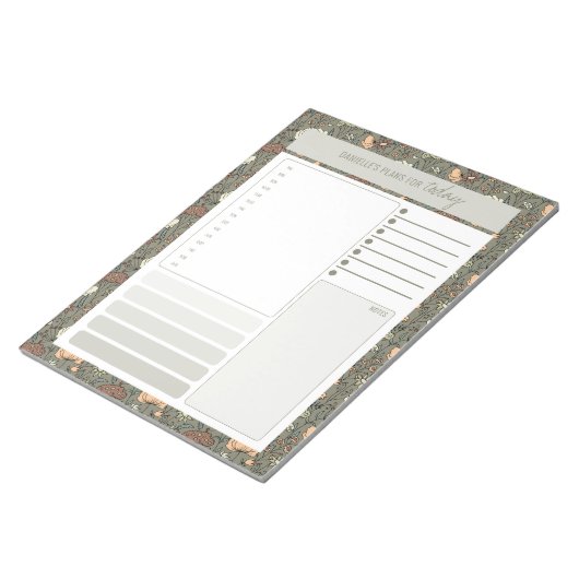 botanische olijf dagelijkse planner om te doen li notitieblok (Schuin)