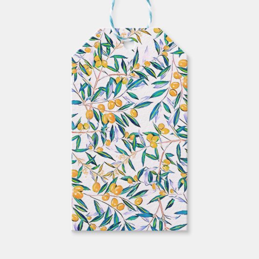  botanische olijfgroene bladeren Waterverf Cadeaulabel (Voorkant)