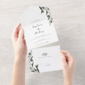 Botanische olijfolie verlaat Italiaanse bruiloft All In One Uitnodiging (Afscheurbaar)