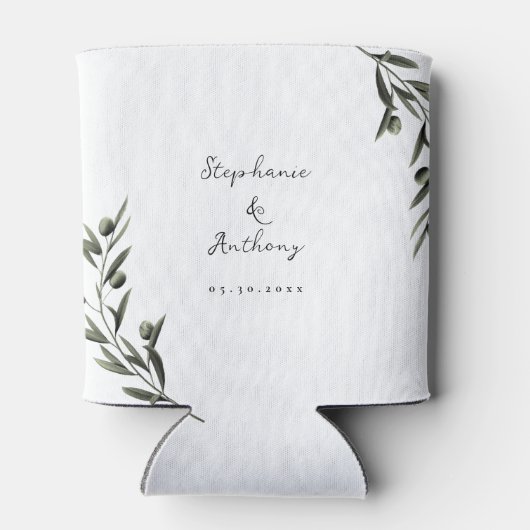 Botanische olijfolie verlaat Italiaanse bruiloft Blikjeskoeler (Achterkant)