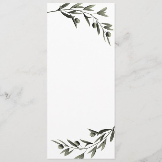 Botanische olijfolie verlaat Italiaanse bruiloft Menu (Achterkant)