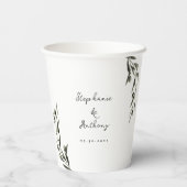 Botanische olijfolie verlaat Italiaanse bruiloft Papieren Bekers (Achterkant)