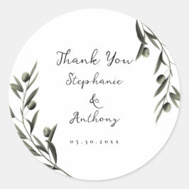 Botanische olijfolie verlaat Italiaanse bruiloft Ronde Sticker
