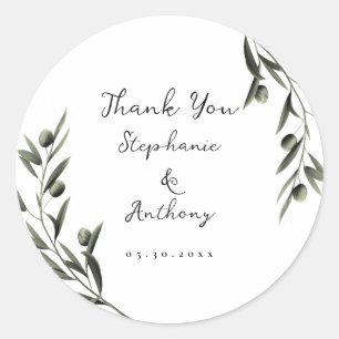 Botanische olijfolie verlaat Italiaanse bruiloft Ronde Sticker
