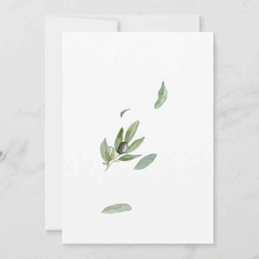 Botanische Olijftak Elegante Kalligrafie Save The Date (Achterkant)