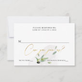 Botanische olijftak Gold Elegant Calligraphy RSVP Kaartje (Voorkant)