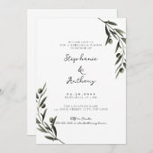 Botanische Olijftak Italiaanse repetitie: Dinner Kaart (Voorkant / Achterkant)