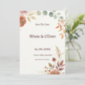 Botanische Olijftak Save the Date (Staand voorkant)