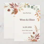 Botanische Olijftak Save the Date (Voorkant / Achterkant)