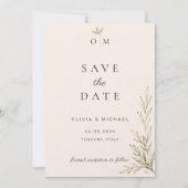 Botanische Olijftak Save the Date Kaart  (Voorkant)