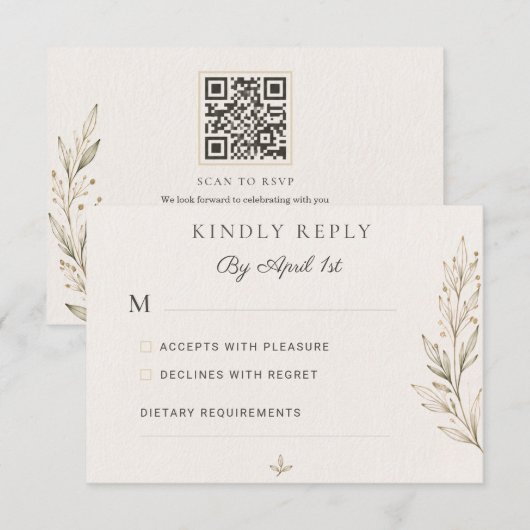 Botanische Olijftak Trouw RSVP Kaart  (Voorkant / Achterkant)