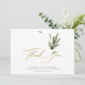 Botanische Olijventak Elegant Calligraphy Wedding Bedankkaart (Staand voorkant)
