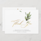 Botanische Olijventak Elegant Calligraphy Wedding Bedankkaart (Voorkant / Achterkant)