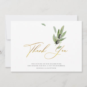 Botanische Olijventak Elegant Calligraphy Wedding Bedankkaart