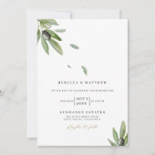 Botanische Olijventak Elegant Monogram Weddenschap Kaart (Voorkant)