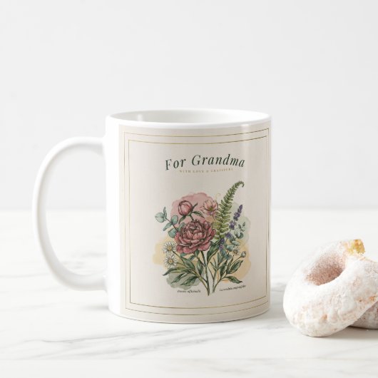 Botanische oma cadeau koffiemok (Met donut)