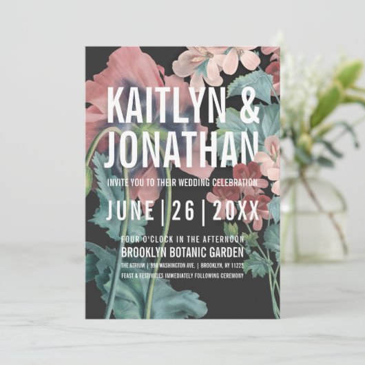 Botanische Omarm Huwelijksuitnodigingen Kaart (Staand voorkant)