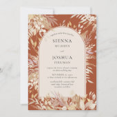 Botanische omhulde Arch Terracotta Cream Wedding Kaart (Voorkant)