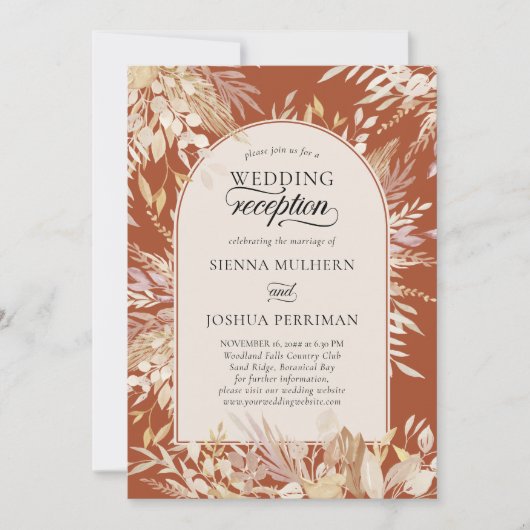 Botanische omlijste boog terracotta huwelijksrecep kaart (Voorkant)