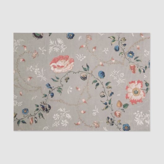 Botanische ontleeppapier Grijze roze bloemen Tissuepapier (Voorkant)