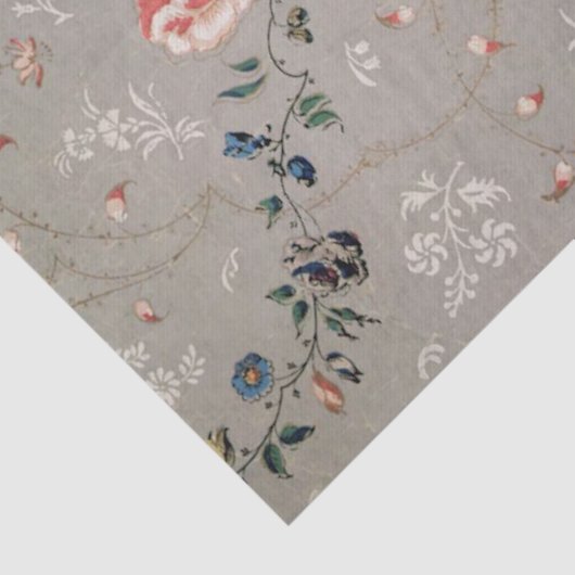 Botanische ontleeppapier Grijze roze bloemen Tissuepapier (Detail)