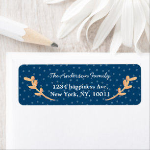 Botanische oranje Blad Winter Navy Retouradres Etiket